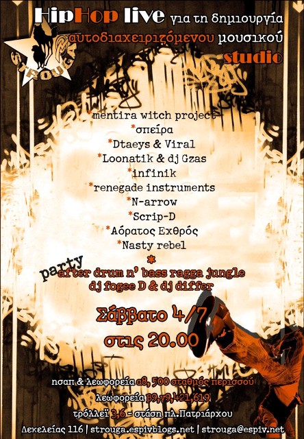 Στρούγκα : Σάββατο 04/07, 20:00 – HipHop live για τη δημιουργία αυτοδιαχειριζόμενου μουσικού studio