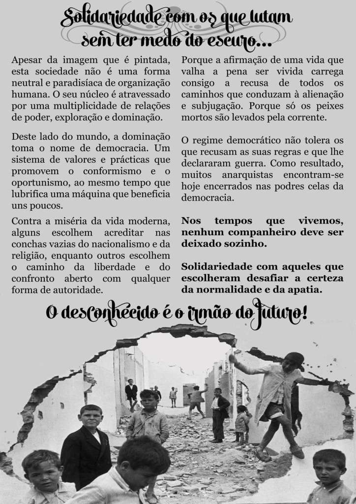 Porto, Portugal: Poster in solidarity with anarchist prisoners