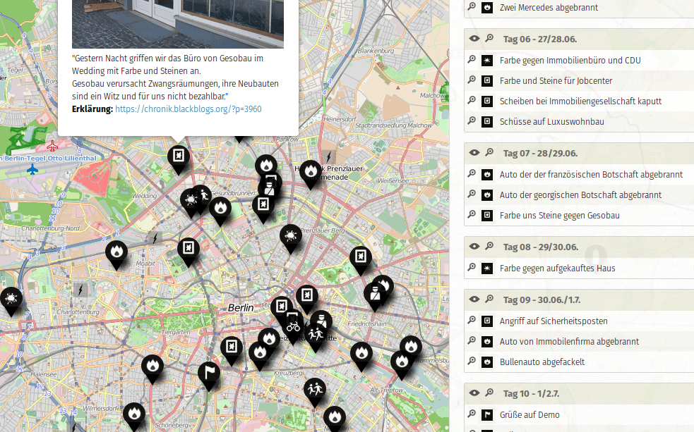 Γερμανία: Διαδραστικός χάρτης με τις δράσεις αλληλεγγύης στην κατάληψη Rigaer 94