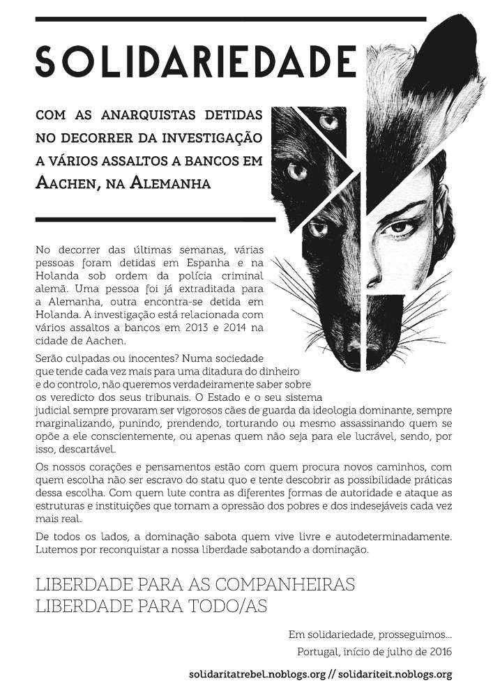 Portugal: Callout for solidarity with anarchists accused in Aachen bank robbery cases