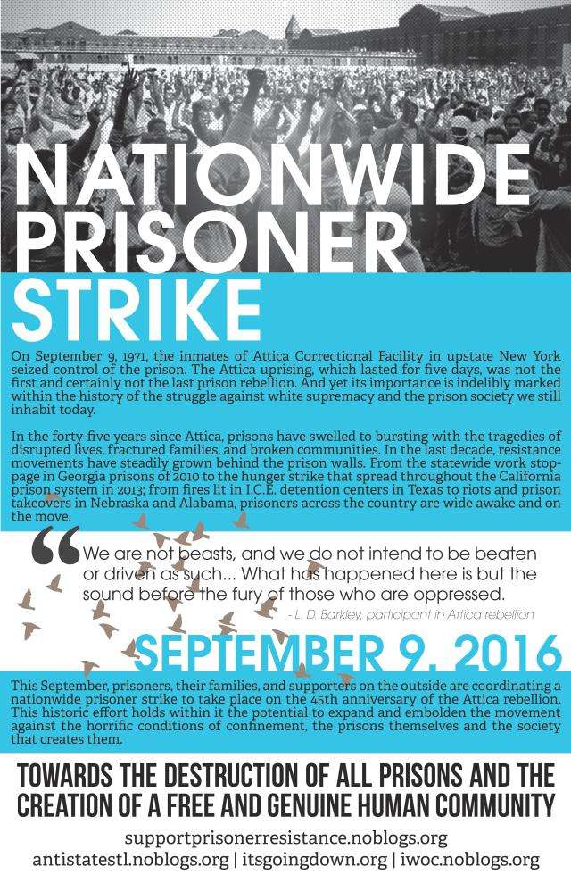 USA: Poster for September 9 Nationwide Prisoner Strike against Prison Slavery