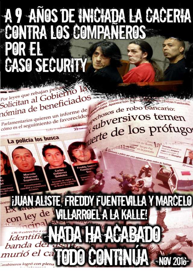 Chile: 9 years since the hunt began for the ‘Security Case’ comrades [Poster]