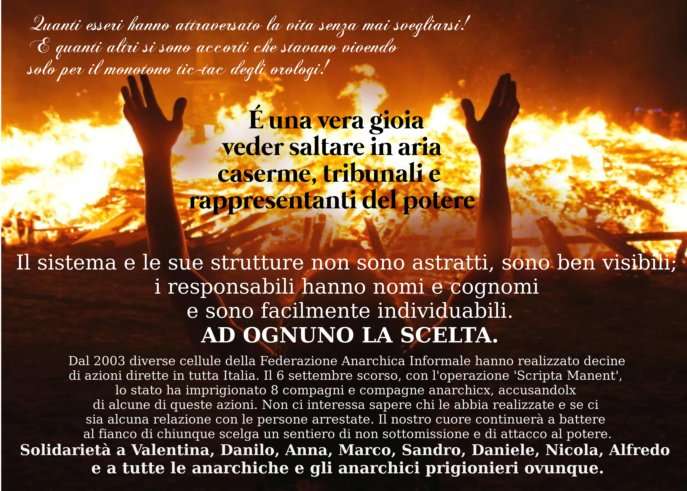 Italy: Operation “Scripta Manent” — Solidarity poster