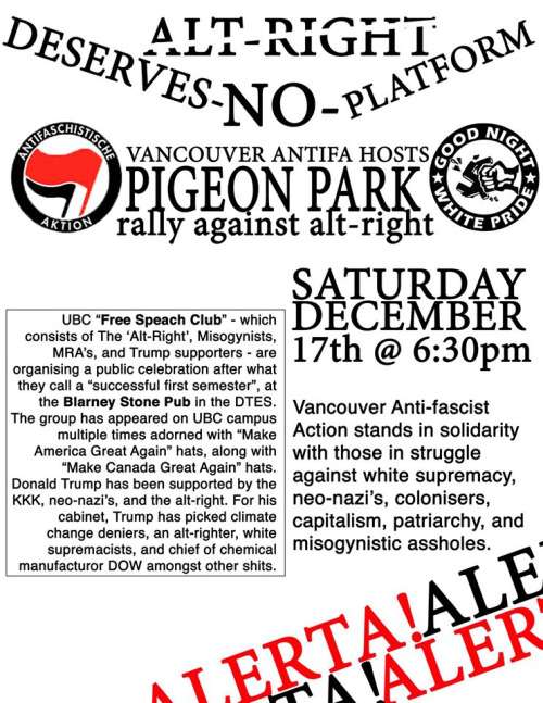 Vancouver, Canada: Rally against the Alt-right [December 17th, 18:30]