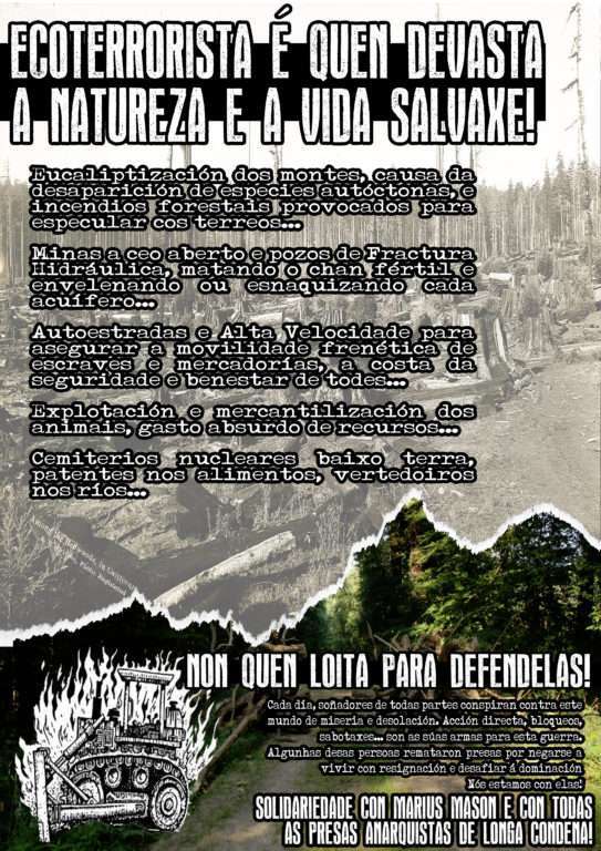Pontevedra, Galicia: Poster for the Defense of the Earth and in Solidarity with Long-Term Anarchist Prisoners (J11)