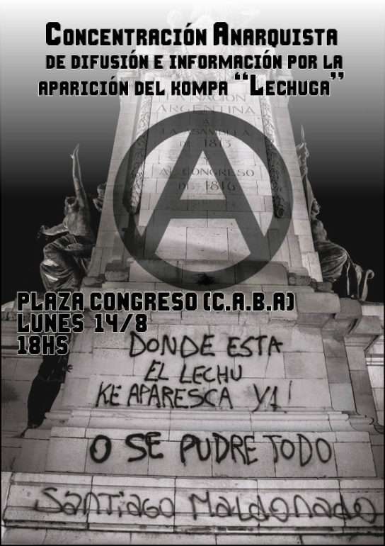 Buenos Aires, Argentina: Concentración anarquista por la aparición de Santiago Maldonado