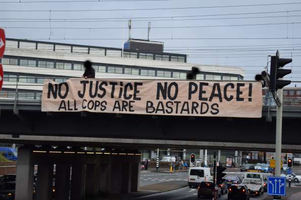 The Netherlands: ‘No Justice No Peace’ Banner in the Schilderswijk