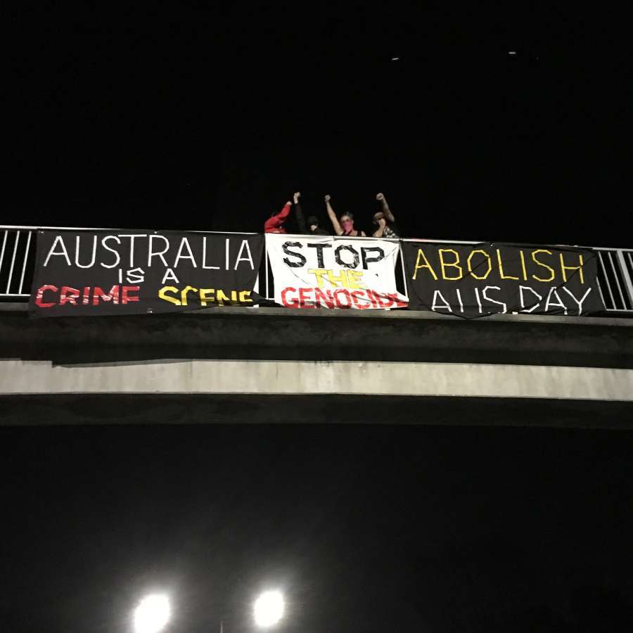 Narrm / Melbourne, So-Called Australia: Banner & Poster Action for #7DaysOfResistance