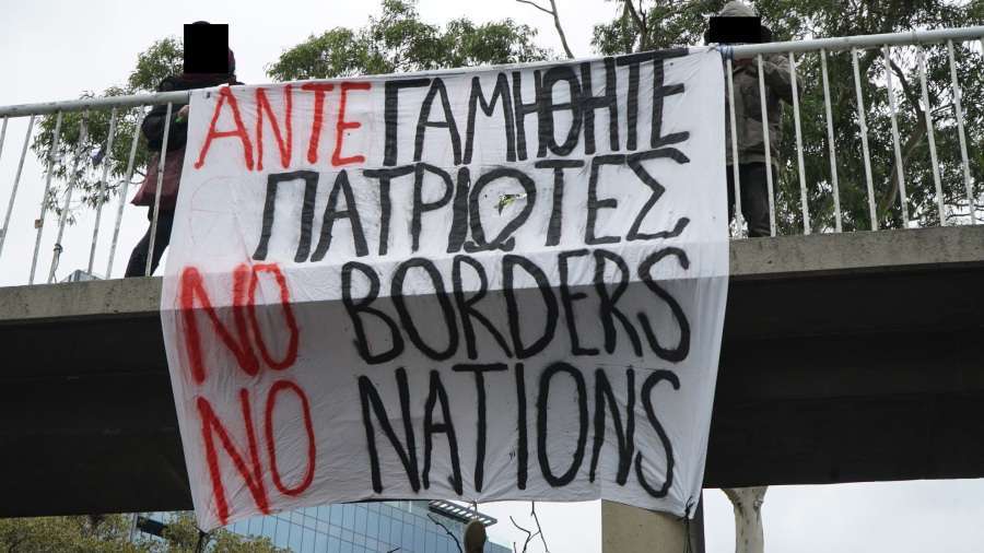 Narrm / Melbourne, So-Called Australia: Anti-Golden Dawn Banner Drop Behind Enemy Lines