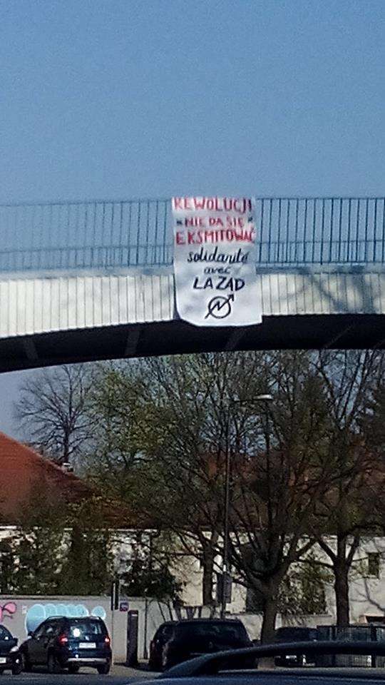 Warsaw, Poland: Solidarity banner with ZAD