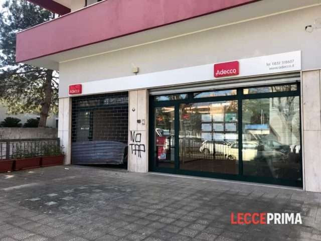 Lecce, Italy: Attack on an Adecco agency, recruiter of work force for the TAP project
