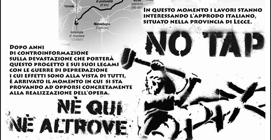 Lecce, Italy: On the latest night against TAP and updates on free comrade Saverio now!