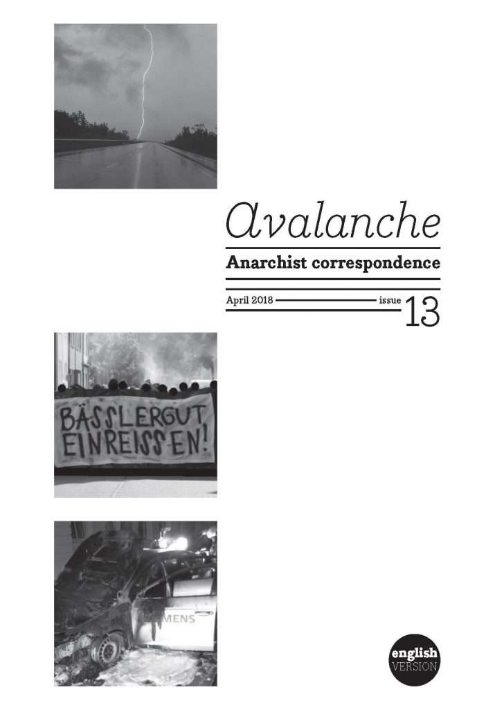 Avalance Issue 13 – April 2018, Anarchist Correspondence