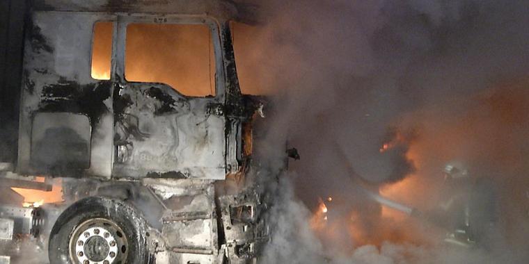 Bremen, Germany: Two German Army Transporters Torched