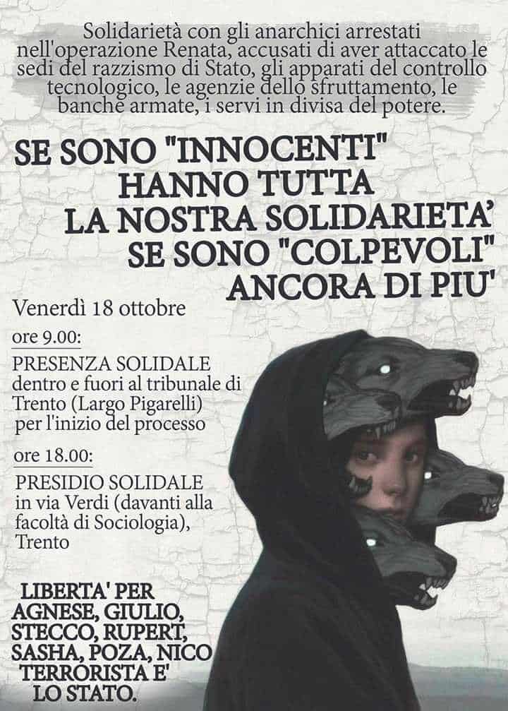 Trento, Italy: “Renata” operation – Dates of the trial hearings