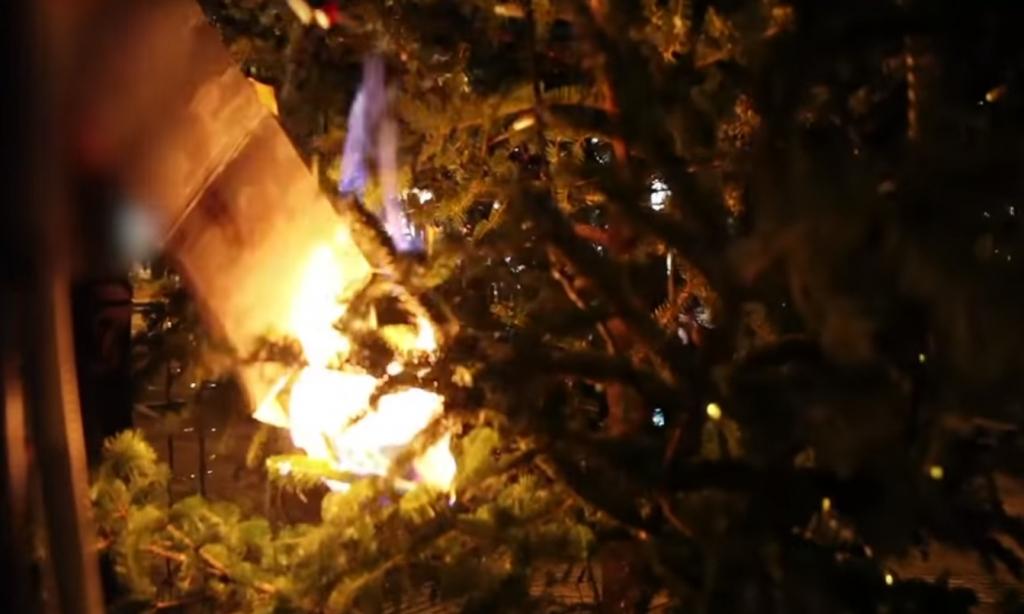 Exarcheia: People Burn Down the Christmas Tree (Athens, Greece)