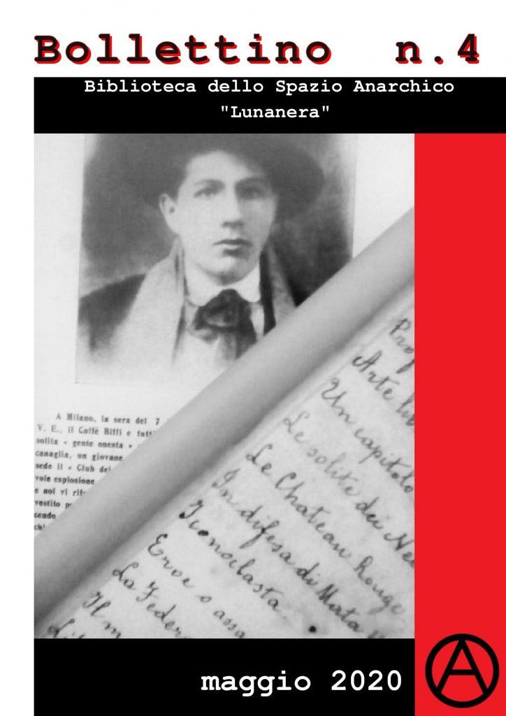 E’ disponibile il Bollettino n. 4 della biblioteca dello Spazio Anarchico “Lunanera” di Cosenza