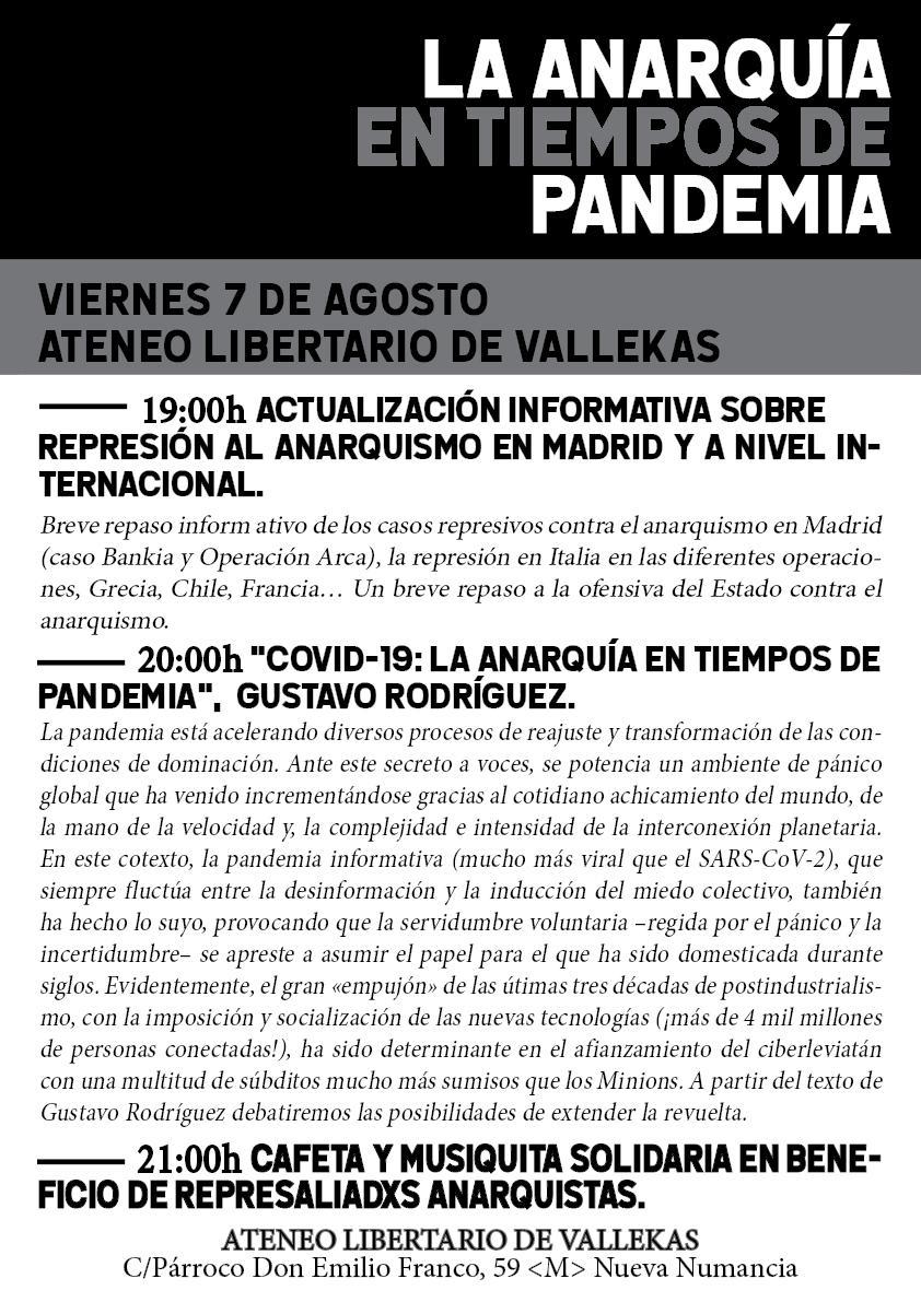 Madrid: Ciclo de charlas “La Anarquia en Tiempos de Pandemia”
