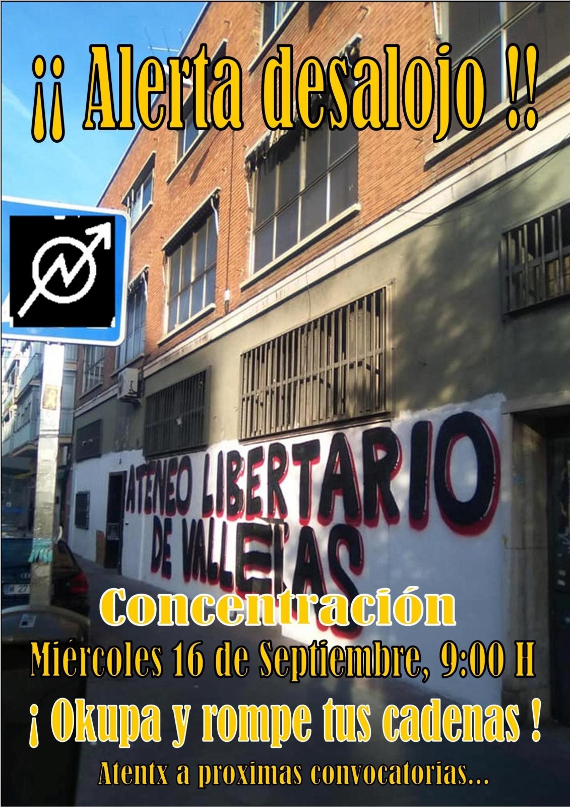Madrid: Amenaza inminente de desalojo del Ateneo Libertario de Vallekas
