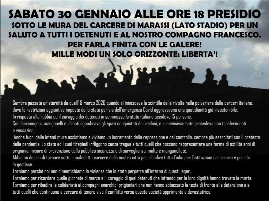 Italia: Presidio sotto le mura del carcere di Marassi per un saluto a tutti i detenuti e a Francesco