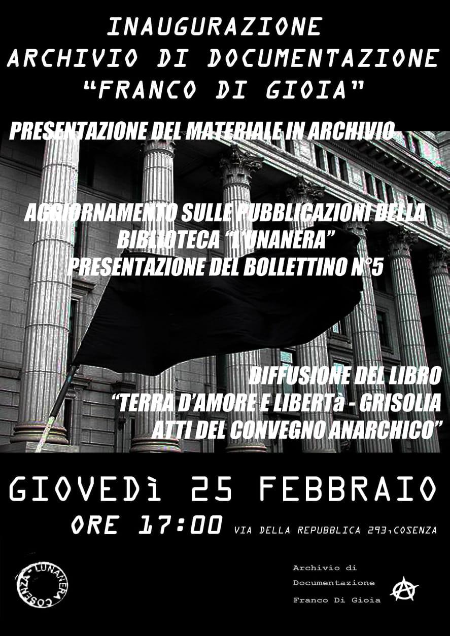 Cosenza, Italy: Inauguration of the “Franco Di Gioia” Archive of Documentation