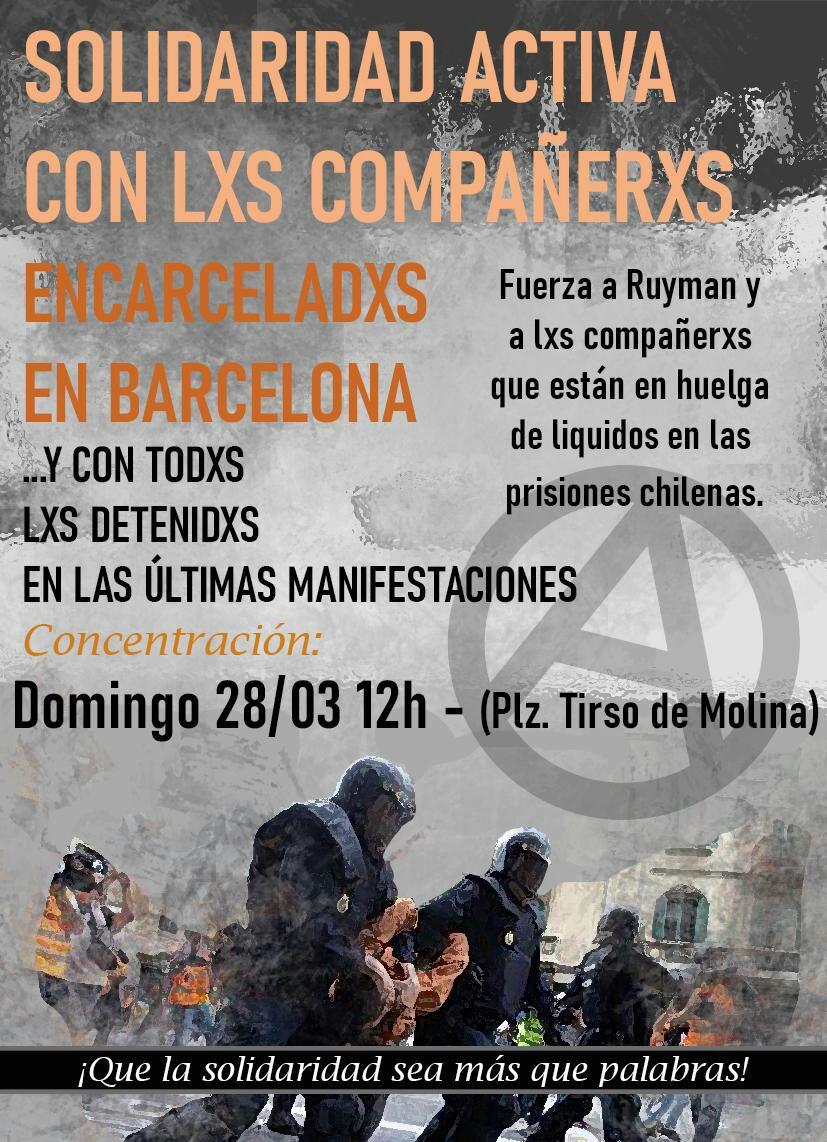 Madrid, España: Concentración en solidaridad con lxs anarquistas presxs y contra la represión